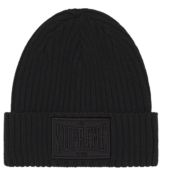 Supreme Other - Supreme Black Overdyed Patch Beanie Cap NWT